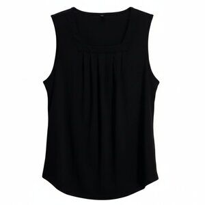 NWOT | Black Pleated Sleeveless Square Neck Lightweight Basic Tank Top | Medium